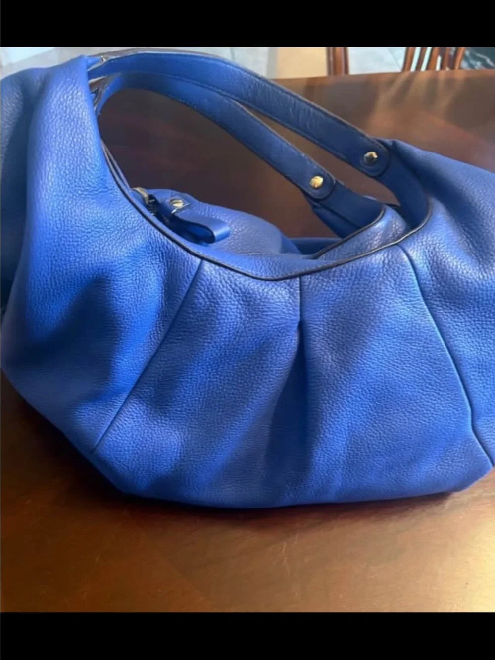 Vince Camuto Blue Leather Hobo Bag with Gold Hardware